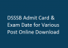 DSSSB Admit Card & Exam Date for Various Post Online Download